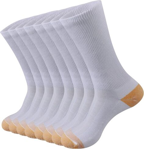 ECOEY Copper Ion Diabetic Socks for Men, Cotton Circulator Socks Non-Bonding Loose Wide Top, Crew Length 9-11 10-13 in Saudi Arabia