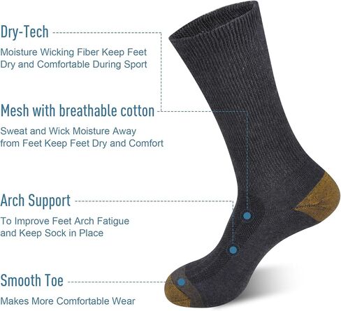 ECOEY Copper Ion Diabetic Socks for Men, Cotton Circulator Socks Non-Bonding Loose Wide Top, Crew Length 9-11 10-13 in Saudi Arabia
