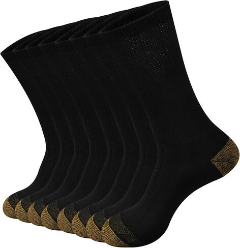ECOEY Copper Ion Diabetic Socks for Men, Cotton Circulator Socks Non-Bonding Loose Wide Top, Crew Length 9-11 10-13 in Saudi Arabia