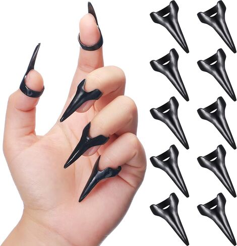 Hicarer Finger Claws Rings Full Finger Set Retro Metal Nail Punk Rock Fingernail Armor Gothic Talon Fingertip Claw for Cosplay Nail Art Holiday Party in Saudi Arabia