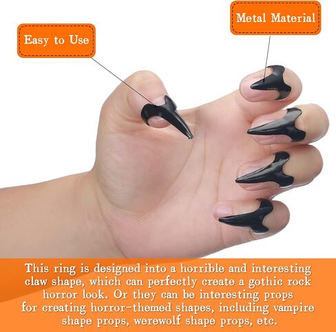 Hicarer Finger Claws Rings Full Finger Set Retro Metal Nail Punk Rock Fingernail Armor Gothic Talon Fingertip Claw for Cosplay Nail Art Holiday Party in Saudi Arabia