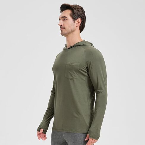 Netdraw Men's Men's Bamboo Viscose Performance Hoodie مع جيب UPF أكثر من 50 عامًا in Saudi Arabia