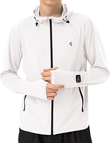 Mens Sun Jacket UPF 50+ Hoodie Full Zip Uv Protection SPF Cooling Lightweight Thin Summer Athletic Track Jacket Thumb Holes in Kuwait