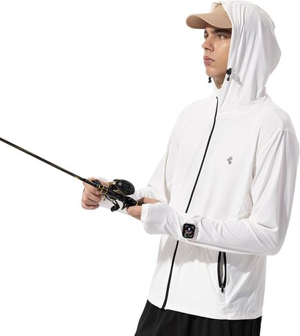 Mens Sun Jacket UPF 50+ Hoodie Full Zip Uv Protection SPF Cooling Lightweight Thin Summer Athletic Track Jacket Thumb Holes in Kuwait