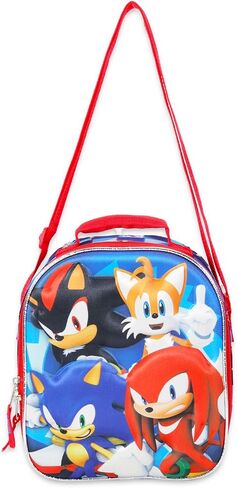 صندوق غداء Sonic للبنين - حزمة مع حقيبة غداء Sonic و Shadow ، زجاجة ماء ، ملصقات ، المزيد | سونيك حقيبة غداء القنفذ لمدرسة الأطفال in Saudi Arabia
