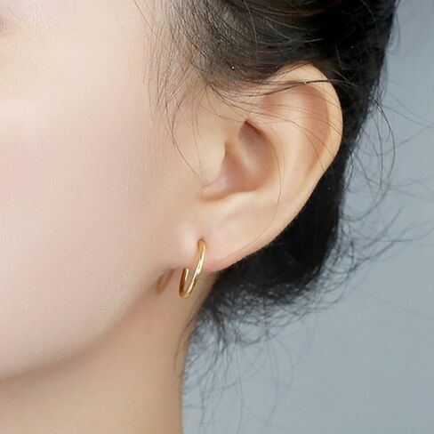 Gold Clip On Spring Hoop Earrings for Women - 14K Gold Chunky Non Pierced Earring Plated Hoops Drop Dangle Earrings No Piercing Jewelry in Saudi Arabia