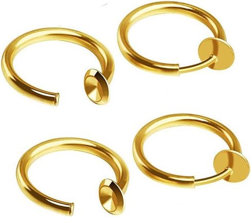 Gold Clip On Spring Hoop Earrings for Women - 14K Gold Chunky Non Pierced Earring Plated Hoops Drop Dangle Earrings No Piercing Jewelry in Saudi Arabia