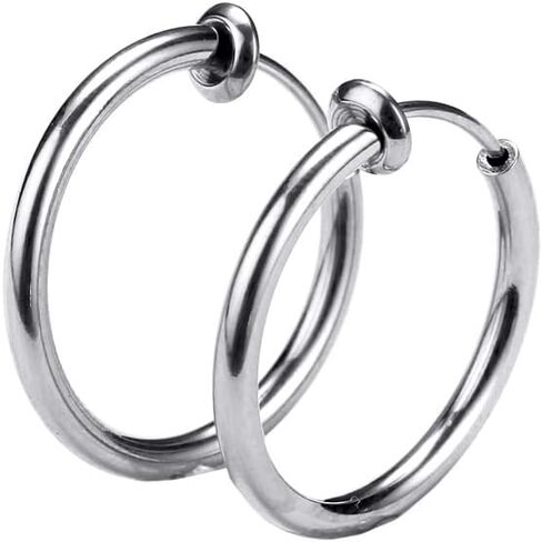 Gold Clip On Spring Hoop Earrings for Women - 14K Gold Chunky Non Pierced Earring Plated Hoops Drop Dangle Earrings No Piercing Jewelry in Saudi Arabia