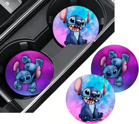 Rawan Car Cup Holder Coaster, 2PCS Cute Cartoon Car Coasters for Cup Holder Universal Auto Anti Slip Insert Coaster Car Assecories for Women Men,Cute Car Interior Accessories (E) in Saudi Arabia