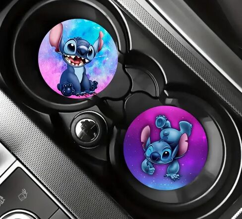 Rawan Car Cup Holder Coaster, 2PCS Cute Cartoon Car Coasters for Cup Holder Universal Auto Anti Slip Insert Coaster Car Assecories for Women Men,Cute Car Interior Accessories (E) in Saudi Arabia