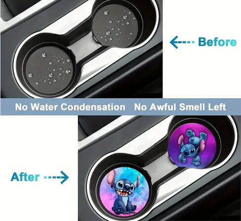 Rawan Car Cup Holder Coaster, 2PCS Cute Cartoon Car Coasters for Cup Holder Universal Auto Anti Slip Insert Coaster Car Assecories for Women Men,Cute Car Interior Accessories (E) in Saudi Arabia