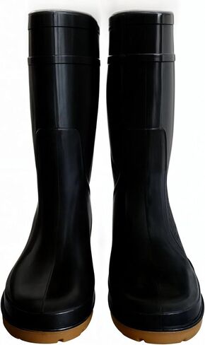 Men's Black Waterproof PVC Slip - On Rain Boots - High & Mid Calf Styles, Ideal for Outdoor, Garden, Farm, Mud & Fishing, Comfortable, Durable, Easy to Clean in Saudi Arabia