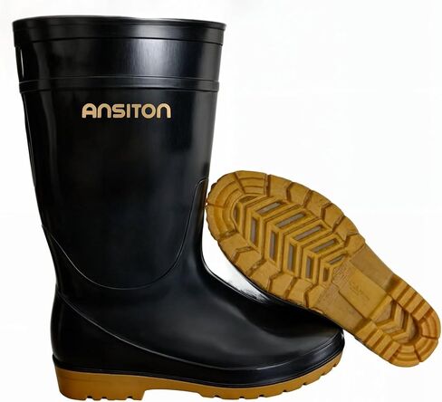 Men's Black Waterproof PVC Slip - On Rain Boots - High & Mid Calf Styles, Ideal for Outdoor, Garden, Farm, Mud & Fishing, Comfortable, Durable, Easy to Clean in Saudi Arabia