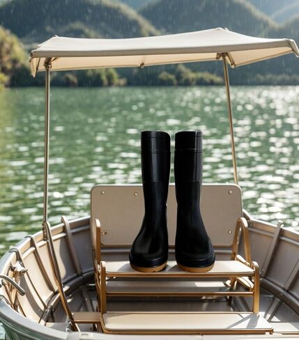 Men's Black Waterproof PVC Slip - On Rain Boots - High & Mid Calf Styles, Ideal for Outdoor, Garden, Farm, Mud & Fishing, Comfortable, Durable, Easy to Clean in Saudi Arabia