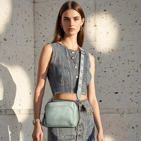 Crossbody Bags for Women Lightweight Vegan Leather Crossbody Shoulder Bag Phone Purse with Adjustable Guitar Strap in Kuwait