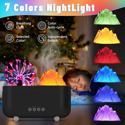 Plasma Ball Oil Diffuser 300ML 7-Color Light Lamp Aromatherapy Lightning Humidifier Aromatherapy Essential Oil Diffuser Home Office, Timer, Auto Shut-Off,Child in Saudi Arabia
