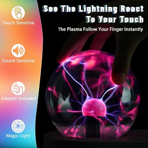 Plasma Ball Oil Diffuser 300ML 7-Color Light Lamp Aromatherapy Lightning Humidifier Aromatherapy Essential Oil Diffuser Home Office, Timer, Auto Shut-Off,Child in Saudi Arabia