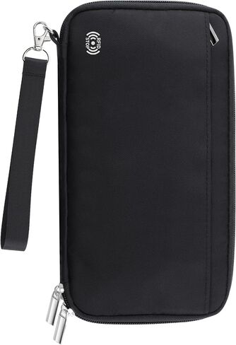 Passport Holder for Travel Family, RFID-Blocking Wallet and Document Organizer for 10 Passports, for Cards, Boarding Passes, Money, Tickets with Zipper, Travel Essentials (Black) in Saudi Arabia