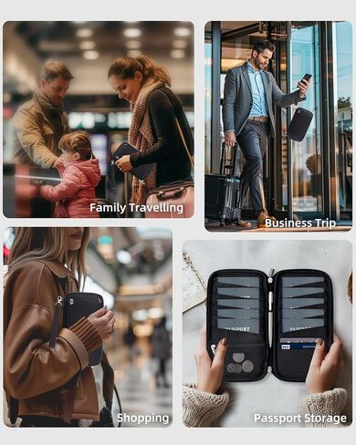 Passport Holder for Travel Family, RFID-Blocking Wallet and Document Organizer for 10 Passports, for Cards, Boarding Passes, Money, Tickets with Zipper, Travel Essentials (Black) in Saudi Arabia
