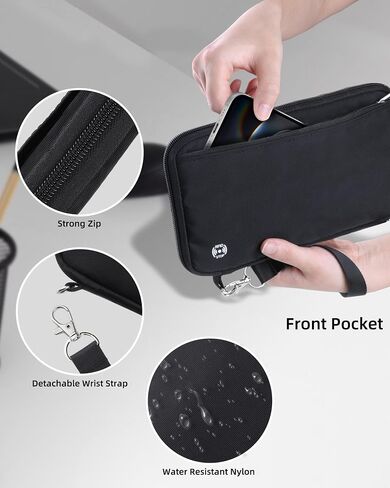 حامل جواز السفر لعائلة السفر ، محفظة حظر RFID ومنظم الوثيقة لـ 10 جوازات سفر ، للبطاقات ، تمريرات الصعود إلى الصعود ، والمال ، والتذاكر مع Zipper ، و Travel Essentials (Black) in Saudi Arabia