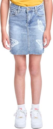 YMI Jeans Girls Butterfly Print Raw Hem Mini Denim Skirt in Saudi Arabia