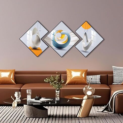 OKE Decor Framed Wall Art, Large Wall Art for Living Room, Abstract Design Pictures Wall Decor for Bedroom, Bathroom. Modern Artwork Set of 3. (20''x20'' inches) in Saudi Arabia