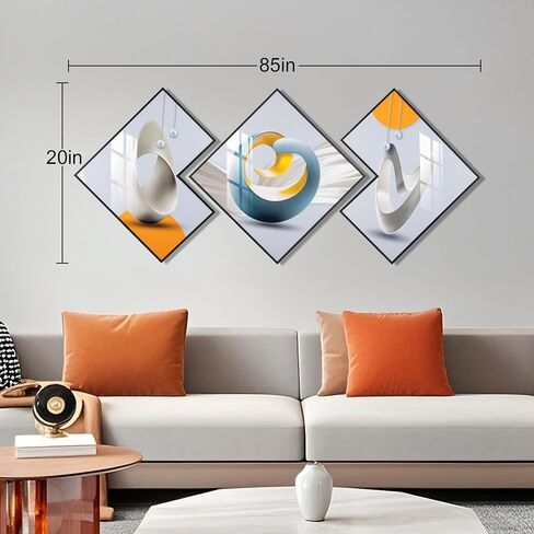 OKE Decor Framed Wall Art, Large Wall Art for Living Room, Abstract Design Pictures Wall Decor for Bedroom, Bathroom. Modern Artwork Set of 3. (20''x20'' inches) in Saudi Arabia