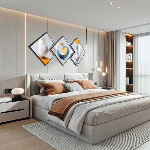 OKE Decor Framed Wall Art, Large Wall Art for Living Room, Abstract Design Pictures Wall Decor for Bedroom, Bathroom. Modern Artwork Set of 3. (20''x20'' inches) in Saudi Arabia