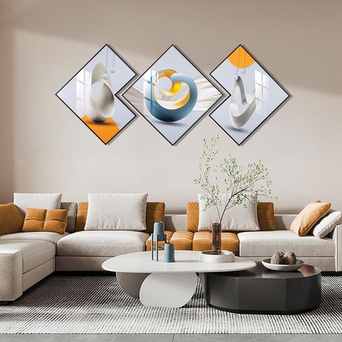 OKE Decor Framed Wall Art, Large Wall Art for Living Room, Abstract Design Pictures Wall Decor for Bedroom, Bathroom. Modern Artwork Set of 3. (20''x20'' inches) in Saudi Arabia