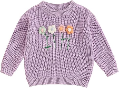 طفلة سترة 3D الأزهار سبيالات متماسكة الصغار طفل الأطفال حديثي الولادة Crewneck Pullover Sweatshirt قمم طويلة الأكمام in Kuwait