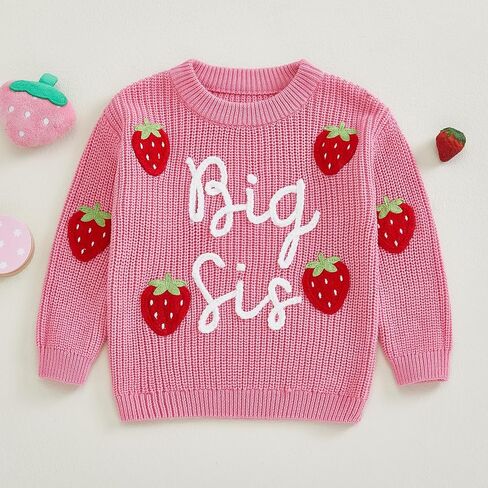 Toddler Baby Girl Sweater Cute Embroidery Long Sleeve Crewneck Knit Pullover Sweatshirt Fall Winter Spring Clothes in Kuwait
