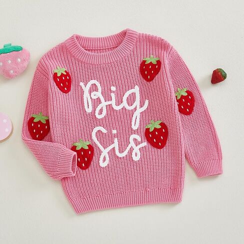 Toddler Baby Girl Sweater Cute Embroidery Long Sleeve Crewneck Knit Pullover Sweatshirt Fall Winter Spring Clothes in Kuwait