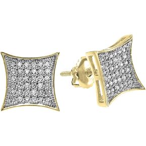 Dazzlingrock Collection 0.15 Carat (ctw) 18K Yellow Gold Plated Sterling Silver Round Diamond Mens Hip Hop Stud Earring