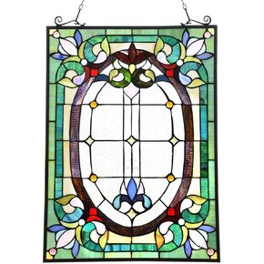 Capulina Dancing Style Stained Glass Window Hangings Panels 17" W x 22" H Fine Handicrafts Suncatcher Parents Gifts for Home Decor