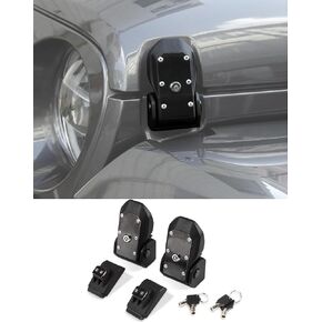 Locking Hood Latches with Keys Compatible with 2018-2025 Jeep Wrangler JL/Gladiator JT, 2pcs Anti-Theft Hood Engine Buckle Lock Catch Bonnet Fastener for Wrangler Exterior Accessories, Black
