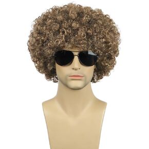 karlery Men Women 70s 80s Short Curly Green Rocker Afro Wig California Halloween Costume Cosplay Party Wig