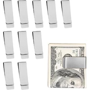 10 Pcs Money Clip, Stainless Steel Slim Cash Metal Clip Slim Wallet Credit Card Holder for Men