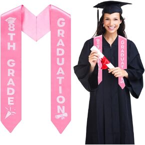 BOXOB 8th Grade Graduation Stole, Class of 2025 Pink Graduation Sash Honor Stole Middle School Gifts for Boys Girls Grad Accessories Decorations & Keepsake