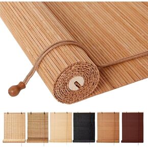 Bamboo Blinds, Easy to Install Bamboo Shades for Indoor Windows, Custom Sizes Roller Shades for Indoor Windows, Roll Up Blinds Indoor Outdoor Patio