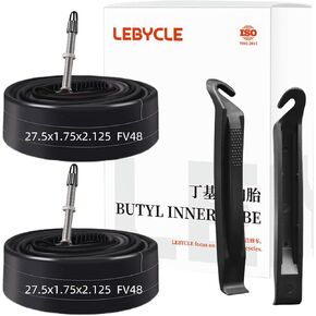 2-Pack Bicycle Inner Tubes, Schrader & Presta Valve(48mm) Durable Butyl Rubber Fits 20" 26" 27.5" 29" Tires 1.75–2.125" Wide and 700C 18~25 Includes 2 Bike Tire Levers for Easy Installation