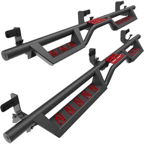 Running Boards Side Steps Crew Cab Compatible with Dodge Ram 1500 2009-2024(19-24 Classic ONLY), 2500 3500 2010-2024, 6 Inches Bolt-on Drop Side Steps Rails, Powder Coated Black and Painted Red