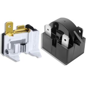 Refrigerator Starter Relay QP2-4.7 and Overload Protector Kit, 1/2HP Refrigerator Overload Protector Compatible with LG Refrigerators and Mini Fridges, Includes 3-Pin Relay and Overload Protector