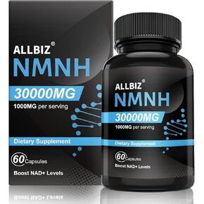 ALLBIZ NMNH Dihydronicotinamide Mononucleotide(NAD Supplement) Boost NAD+ Levels as We Age 1000mg Per Serving - 60 Capsules
