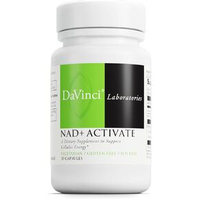 Davinci Labs NAD+ Activate - NAD مكمل مع فيتامين C & niacin - يساعد في دعم صحة الدماغ ، والطاقة الخلوية والمزيد* - نباتي وخالي من الغلوتين وخالي من الصويا - 30 كبسولة