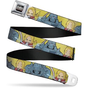 Aniplex Belt, Seatbelt Buckle Belt, Fullmetal Alchemist Brotherhood Chibi Elric Brothers Pose, Adjustable