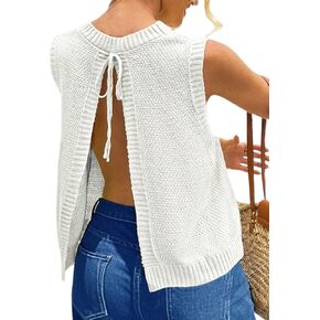 MakeMeChic Women's Sweater Vest Knit Backless Spring Vest Tank Tops