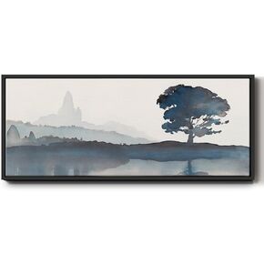 Renditions Gallery Nature Symphony Floater Framed Wall Art A Beautiful Serene Silhouette Wall Decoration Canvas Paintings for Home Office Hotel - 24"X60" BLACK Frame GAL032