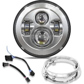7 Inch LED Headlight Compatible with Harley Davidson Touring Ultra Classic Electra Street Glide Fat Boy Heritage Softail Slim Deluxe Switchback Road King (Anti-crash Lens)