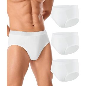 Men's Incontinence Underwear, Washable Leakproof Protective Briefs with Absorbent Pad 3 Pack (White, Medium)