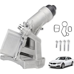 USTAR Upgrade Aluminum Engine Oil Cooler Filter Housing with Gasket Bolts Compatible with 2017-2022 BMW F30 230i 330e 330i GT 430i 530i 530e 740e xDrive X3 X4 B48 L4 2.0L Turbo Replace 11428596283